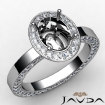 Diamond Engagement Ring Pave Setting Oval Semi Mount 14k White Gold 1.45Ct - javda.com 