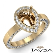 Diamond Engagement Pear Cut Semi Mount Pave Ring Setting 14k Yellow Gold 1.55Ct - javda.com 