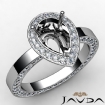Diamond Engagement Pear Cut Semi Mount Pave Ring Setting Platinum 950 1.55Ct - javda.com 
