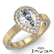 Halo Pave Filligree Design diamond Ring 14k Gold Yellow