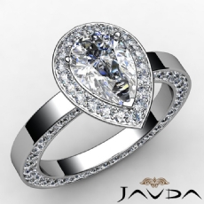 Halo Pave Filligree Design diamond Ring 14k Gold White