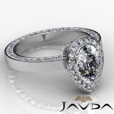 Halo Pave Filligree Design diamond Ring 14k Gold White