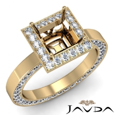 Diamond Engagement Princess Semi Mount 14k Gold Yellow Pave Ring Setting  (1.47Ct. tw.)
