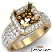 Diamond Engagement Ring Asscher Semi Mount 18k Yellow Gold Halo Pave Setting 2Ct - javda.com 