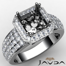 Diamond Engagement Ring Asscher Semi Mount 14k W Gold Halo Pave Setting 2Ct