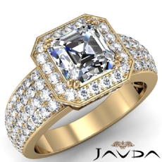 4 Row Shank Circa Halo Pave diamond Ring 18k Gold Yellow