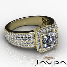 4 Row Shank Circa Halo Pave diamond Ring 14k Gold Yellow