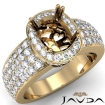 Halo Pre-Set Diamond Engagement Ring Cushion Semi Mount 18k Yellow Gold 2Ct - javda.com 