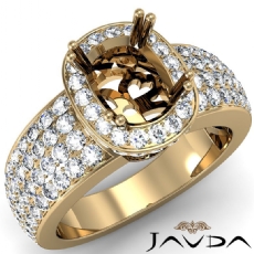 Halo Pre-Set Diamond Engagement Ring Cushion Semi Mount 14k Gold Yellow  (2Ct. tw.)