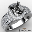 Halo Pre-Set Diamond Engagement Ring Cushion Semi Mount Platinum 950 2Ct - javda.com 