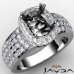 Halo Pre-Set Diamond Engagement Ring Cushion Semi Mount 14k White Gold 2Ct - javda.com 