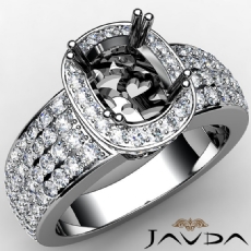 Halo Pre-Set Diamond Engagement Ring Cushion Semi Mount 14k White Gold 2Ct