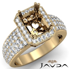 Emerald Semi Mount Halo Pave Set Diamond Engagement Ring 14k Gold Yellow  (2Ct. tw.)