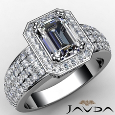 4 Row Micro Pave Shank Halo diamond Ring 14k Gold White