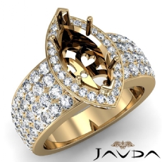 Diamond Engagement Marquise Semi Mount Halo Pave Set Ring 14k Gold Yellow  (2Ct. tw.)
