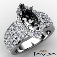 Diamond Engagement Marquise Semi Mount Halo Pave Set Ring 14k White Gold 2Ct