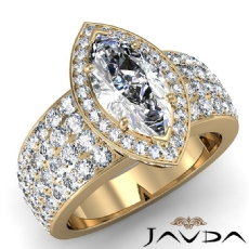 Celebrity Style 4 Row Halo diamond Ring 14k Gold Yellow