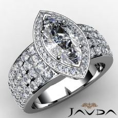 Celebrity Style 4 Row Halo diamond Ring Platinum 950