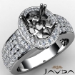 Natural Diamond Engagement Halo Pave Set Ring Oval Semi Mount 18k White Gold 2Ct - javda.com 