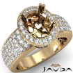 Natural Diamond Engagement Halo Pave Set Ring Oval Semi Mount 14k Gold Yellow 1.45Ct