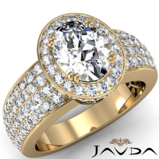 Heavy Design Halo Micro Pave diamond Ring 14k Gold Yellow