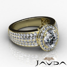 Heavy Design Halo Micro Pave diamond Ring 18k Gold Yellow