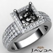Diamond Engagement Ring Princess Semi Mount Halo Pave Setting Platinum 950 2Ct - javda.com 