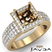 Diamond Engagement Ring Princess Semi Mount Halo Pave Setting 18k Gold Yellow 1.65Ct