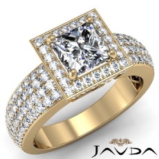 Circa Halo 4 Row Pave Shank diamond Ring 18k Gold Yellow