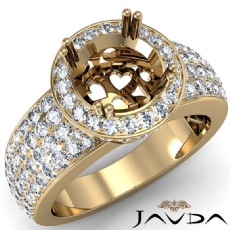 Diamond Engagement Ring Halo Pave Setting Round Semi Mount 18k Gold Yellow  (2Ct. tw.)