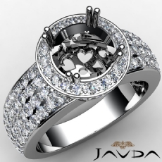 Diamond Engagement Ring Halo Pave Setting Round Semi Mount 14k White Gold 2Ct