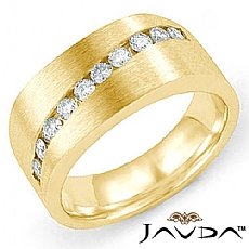 Channel Set Diamond Men's Half Square Wedding Band in 14k Gold Yellow  (0.6Ct. tw.)