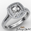 Cushion Shape Diamond Engagement Ring Semi Mount Halo 14k White Gold 1.55Ct - javda.com 