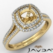 Cushion Shape Diamond Engagement Ring Semi Mount Halo 14k Yellow Gold 1.55Ct - javda.com 