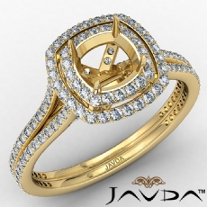 Cushion Shape Diamond Engagement Ring Semi Mount Halo 14k Gold Yellow  (1.55Ct. tw.)