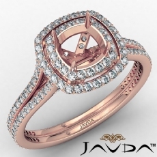 Cushion Shape Diamond Engagement Ring Semi Mount Halo 14k Rose Gold  (1.55Ct. tw.)