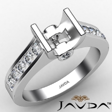 Cushion Wedding Diamond Women's Ring Bezel Set 14K White Gold Semi Mount 0.5Ctw.