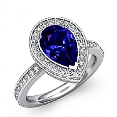 Halo Sidestone Pave Set diamond Ring 14k Gold White