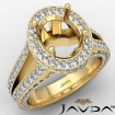 Halo Pave Diamond Engagement Elegant Ring 14k Yellow Gold Oval Semi Mount 1.5Ct - javda.com 