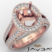 Halo Pave Diamond Engagement Elegant Ring 18k Rose Gold Oval Semi Mount 1.5Ct - javda.com 