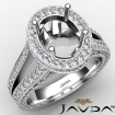 Halo Pave Diamond Engagement Elegant Ring 14k White Gold Oval Semi Mount 1.5Ct - javda.com 