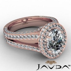 Split Shank Halo Pave Bridge diamond Ring 18k Rose Gold