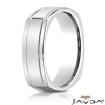 Four Sided High Polish 14k Gold White Men's Carved Wedding Band