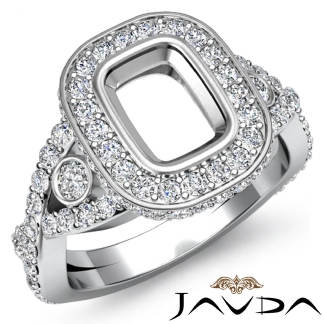 1.4Ct Halo Setting Diamond Engagement Cushion Semi Mount Ring 18k Gold White