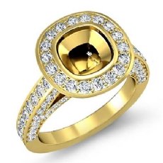 Diamond Engagement Ring Cushion Semi Mount 14k Gold Yellow Halo (1.7Ct. tw.)