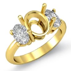 Oval Cut Diamond Three Stone Anniversary Semi Mount Ring 14k Gold Yellow Setting  (1Ct. tw.)
