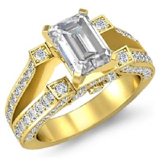 Vintage Split Shank Pave diamond Ring 18k Gold Yellow