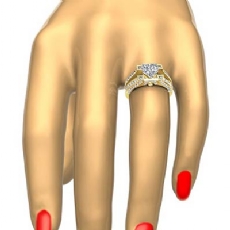 Vintage Split Shank Pave diamond Ring 14k Gold Yellow