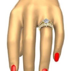 Vintage Split Shank Pave diamond Ring 14k Gold Yellow