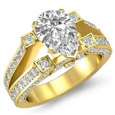 Vintage Split Shank Pave diamond Ring 18k Gold Yellow